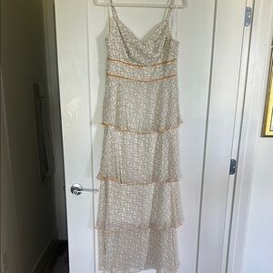 Skies Are Blue Tan Tiered Ruffled Maxi Dress